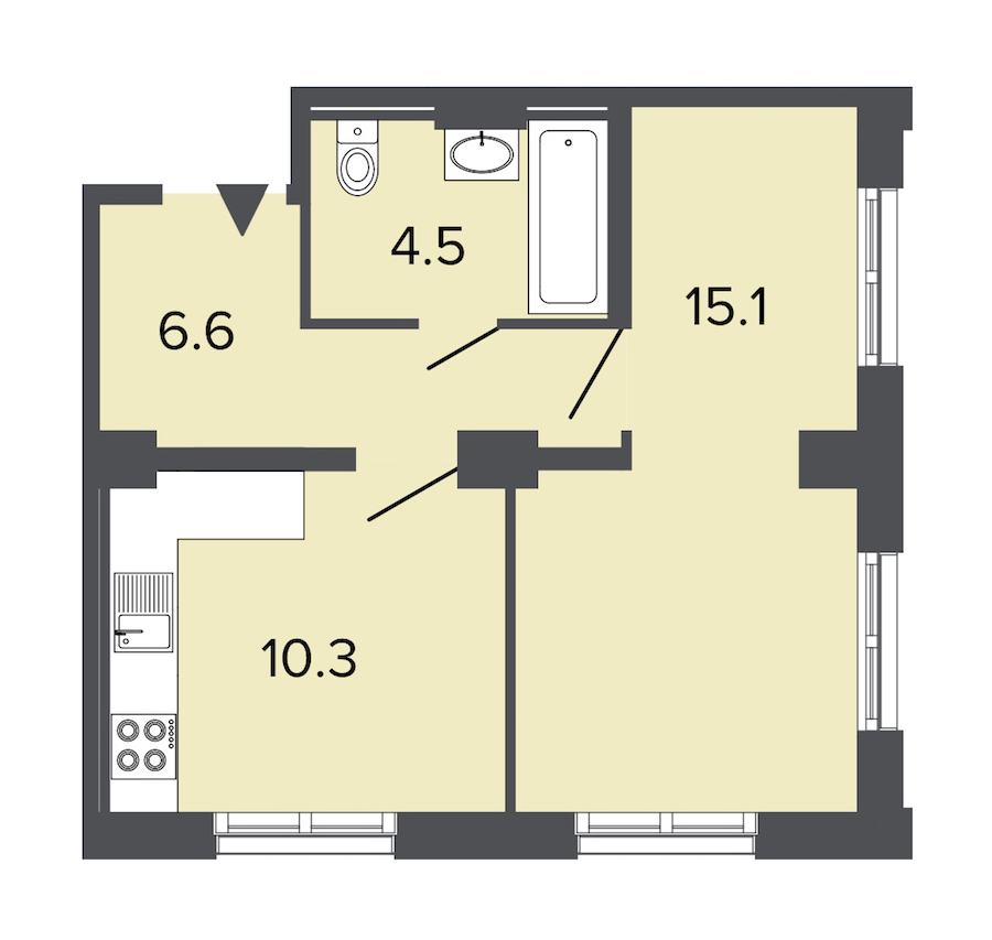 1-комнатная квартира 36 м², 2/24 эт., ЖК «UltraCity 2»
